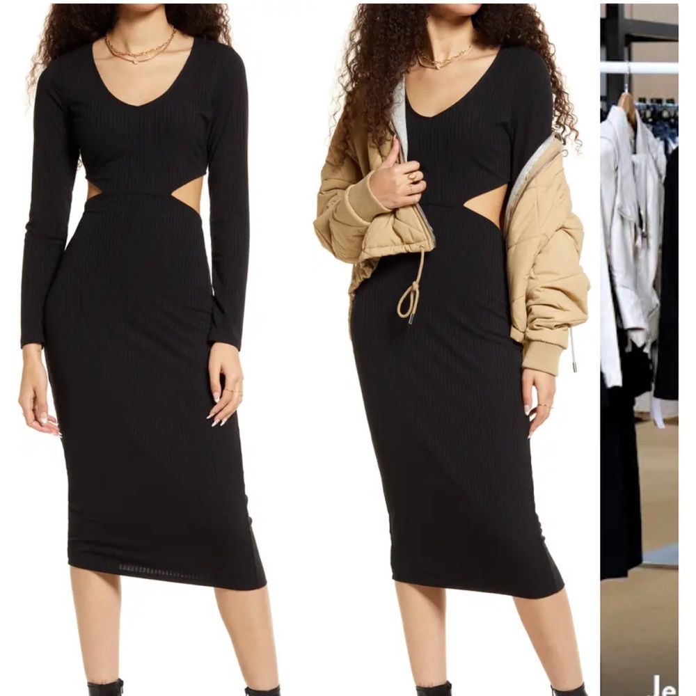 🖤BP Cutout Knit Long Sleeve Midi Dress